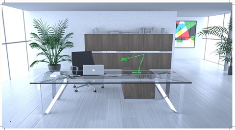 玻璃台面班台|办公桌