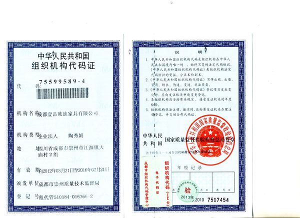 沐鸣2 组织机构代码证